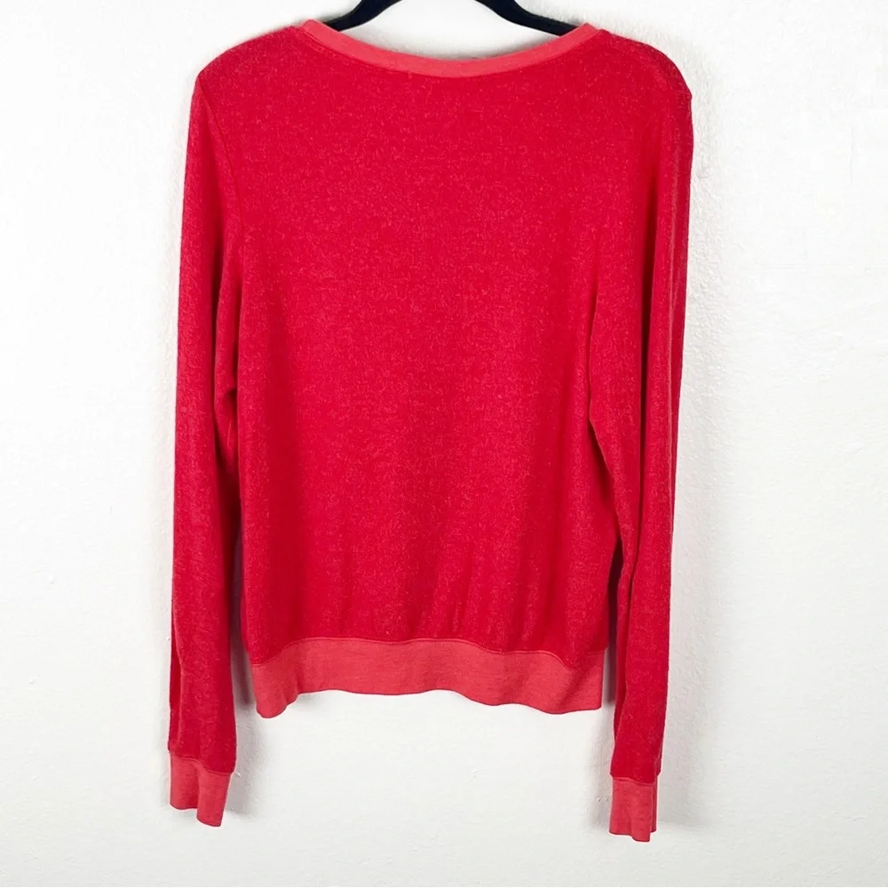 WILDFOX Red Long Sleeves “Kiss The Girl” Graphic Distressed Sweatshirt, Size XS - Picture 2 of 7